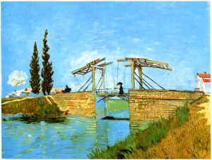 Die Brücke von Langlois bei Arles mit Dame mit Regenschirm