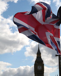 'British' Englisch: England (Flagge, Big Ben)