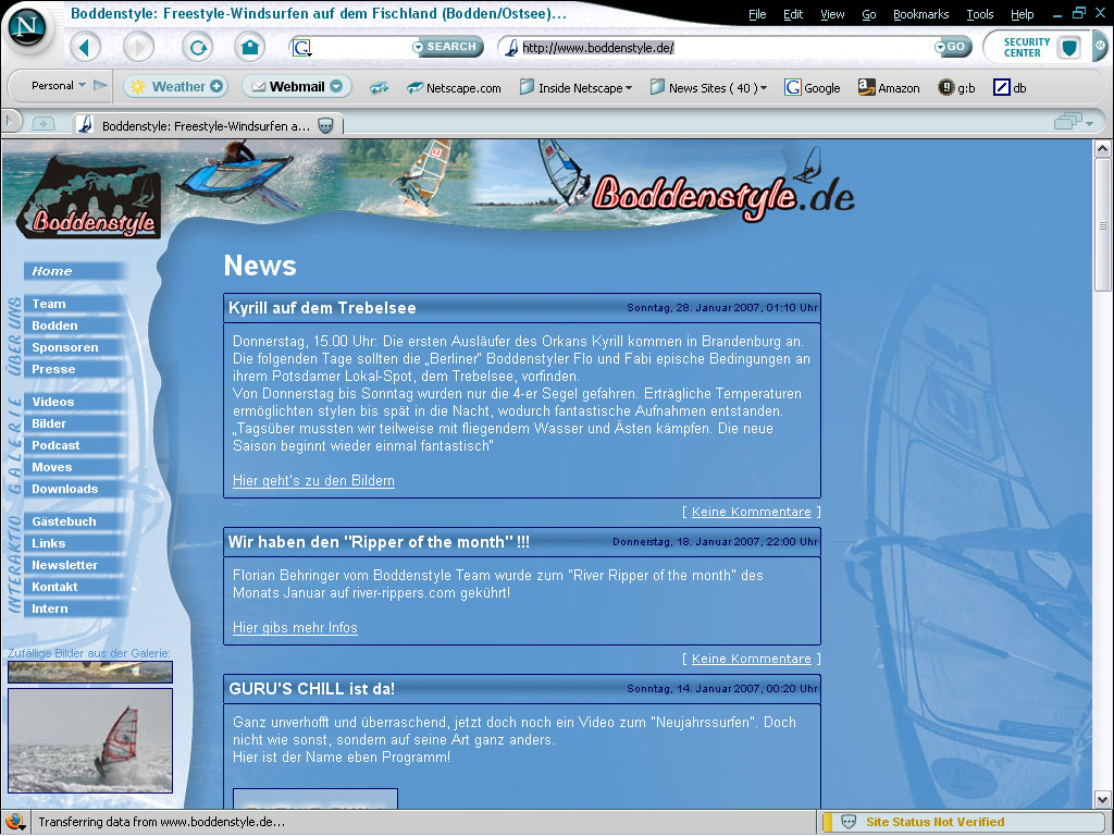 Beispielseite im Netscape, Windows, 1024 x 768