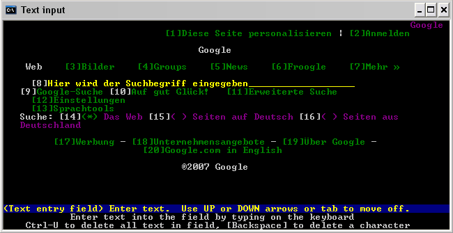 Google.de im Textbrowser Lynx