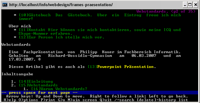 PhilippHauer.de :: Webstandards im Textbrowser Lynx