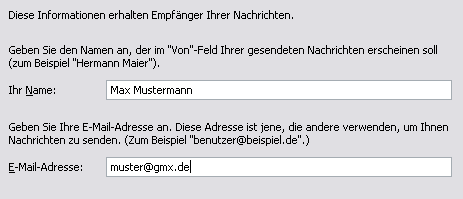 Name und E-Mail-Adresse