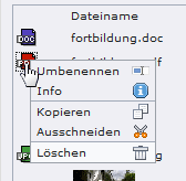 Kontextklick Dateiliste Dateien