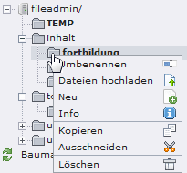 Kontextklick Dateiliste Ordner